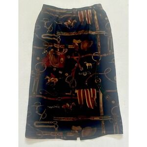 VTG Pendleton Navy Equestrian Horse Riding Rayon Maxi Skirt Horse Women's sz.18